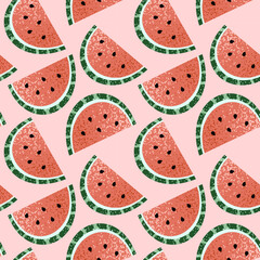 Seamless pattern with watermelon. Summer food and fruits. Textured vector illustration