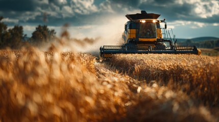 Obraz premium combine harvester working on a field