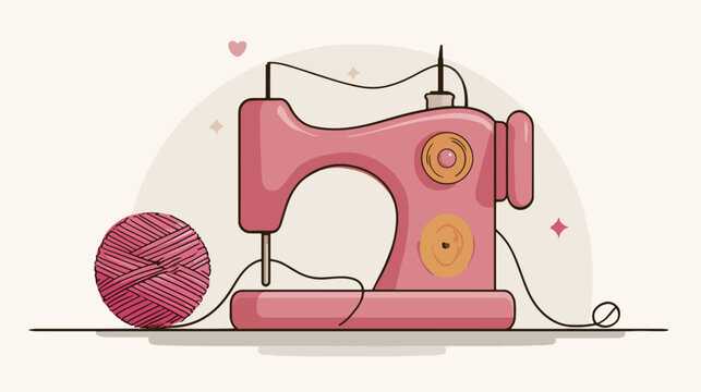 Pink sewing machine and yarn ball