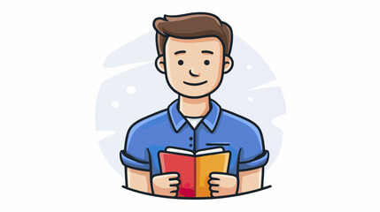 Smiling person reading book illustration