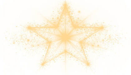 Radiant star-shaped glowing dust particle cluster PNG on transparent background, ideal for cosmic, sparkle, light effect overlays and celestial compositions