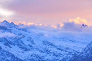 Panoramic view of Swiss Alps sunrise, Switzerland