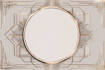 Ornate Art Deco Circular Blank Frame with Gold Geometric Embellishments - Mockup