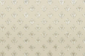Gradient Gold Damask Leaf Pattern on a Beige Background