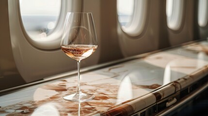 Sophisticated Jet-Setting with a Glass of Rosé on a Marble Bar