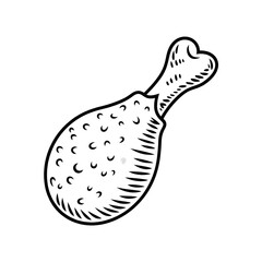 Line Art Illustration of a Chicken Drumstick for Food, Cooking, and Culinary Themes