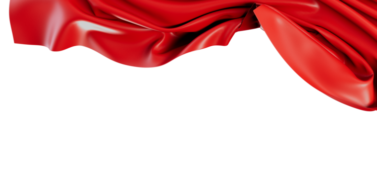 Elegant red fabric elegantly flowing against a pristine white backdrop. A versatile design element for creative projects.