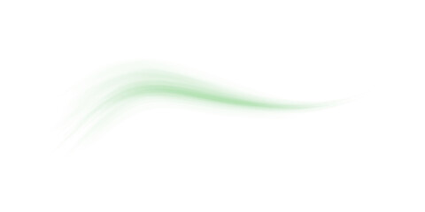 Green Air Flow Wave with Swirl and Motion Blur on Transparent Background