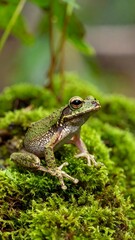 Fototapeta premium Close-up of a frog on moss