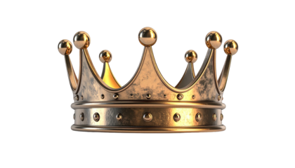 Antique gold crown on black backdrop, detailed with ornate design and a regal look