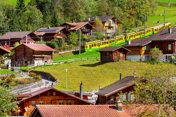 Lauterbrunnen, Switzerland alpine house view