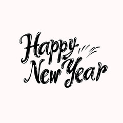 A New Year's vector sticker featuring a hand-drawn "Happy New Year" wish. This whimsical design is cleanly isolated on a white background, perfect for adding a festive touch to digital greetings.
