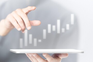 Smart technology background man using tablet