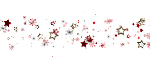 Beautiful festive stars and snowflakes scattered on a white background. Great for Christmas or holiday themes. Perfect for celebrations and wint