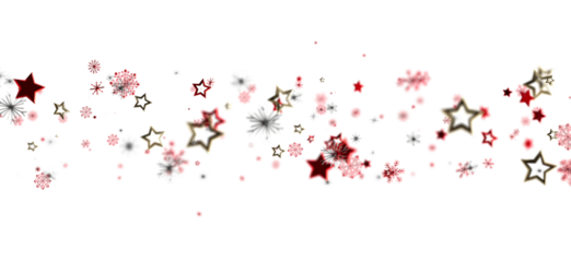 Beautiful festive stars and snowflakes scattered on a white background. Great for Christmas or holiday themes. Perfect for celebrations and wint