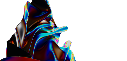 Vibrant abstract design featuring iridescent colors, dynamic shapes, and flowing forms. Perfect for backgrounds, digital art, or futuristic conc