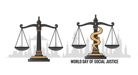 Concept for World Day of Social Justice with balance scale design