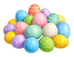 Colorful Easter eggs in a cluster