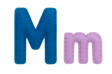 Transparent  Plush 3D Letter M Alphabet (Uppercase and Lowercase)