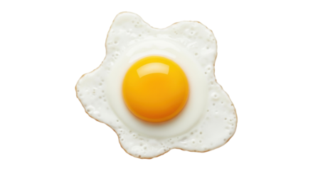 Isolated sunny side up egg with bright yellow yolk is a delicious breakfast food item