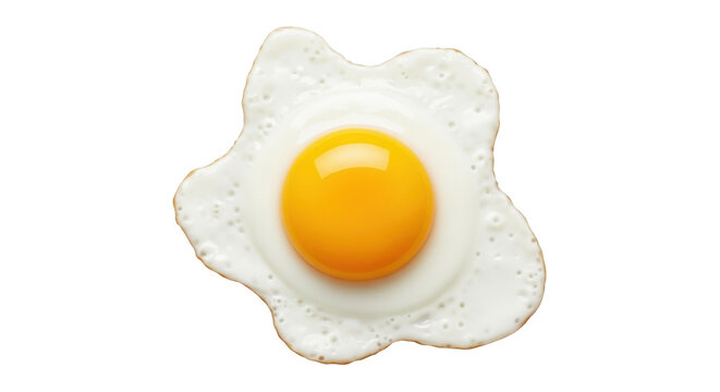 Isolated sunny side up egg with bright yellow yolk is a delicious breakfast food item