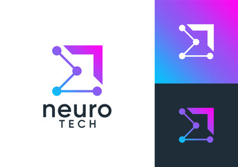 simple arrow neuron logo. connection technology symbol design concept