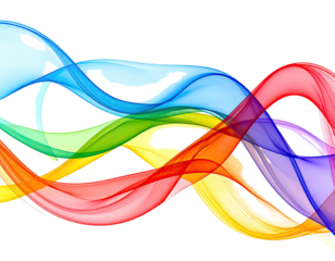 Abstract rainbow waves intertwined on black background