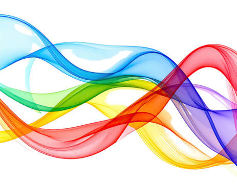 Abstract rainbow waves intertwined on black background