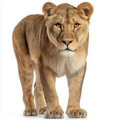 Obraz premium Lioness isolated on white background, cutout wildlife animal for design and display