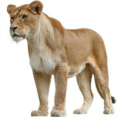 Obraz premium Lioness isolated on white background, cutout wildlife animal for design and display