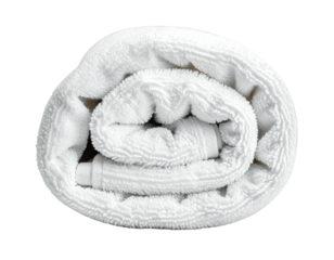 Rolled white bath towel