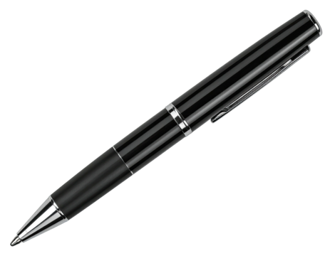 Sleek black pen, angled view