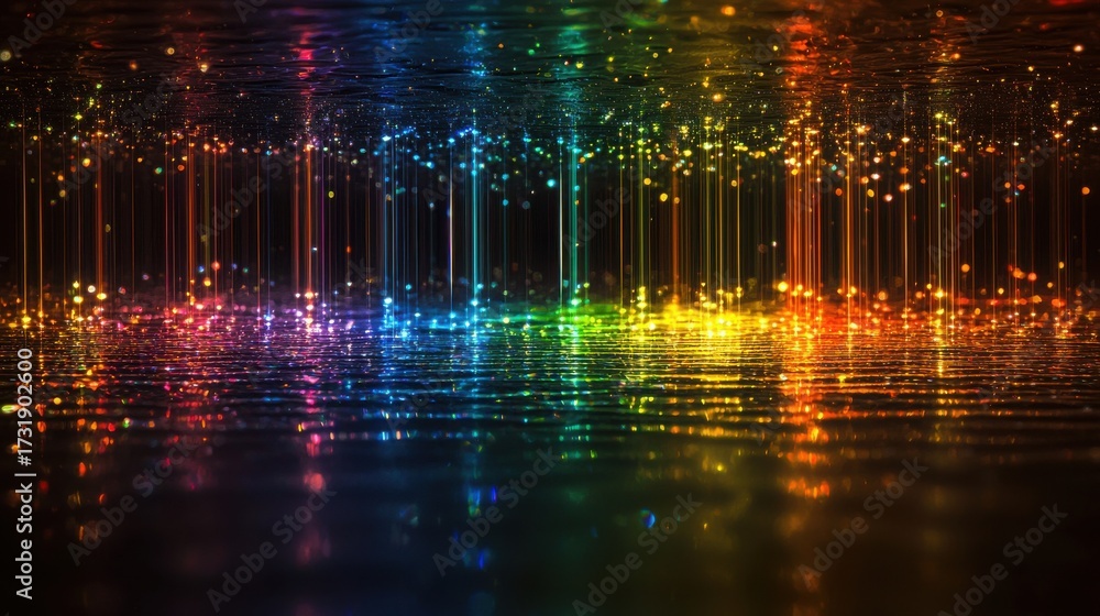Wall mural laser interference patterns creating spectacular diffraction light effects with rainbow spectrum bea