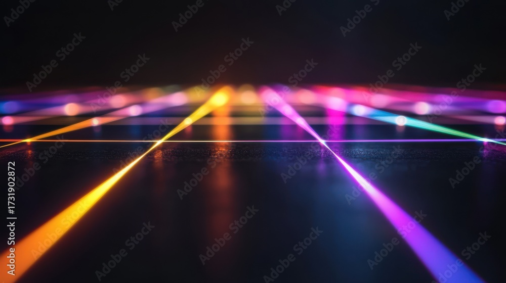 Wall mural laser beam splitting interference patterns creating vibrant multicolored light rays with spectacular