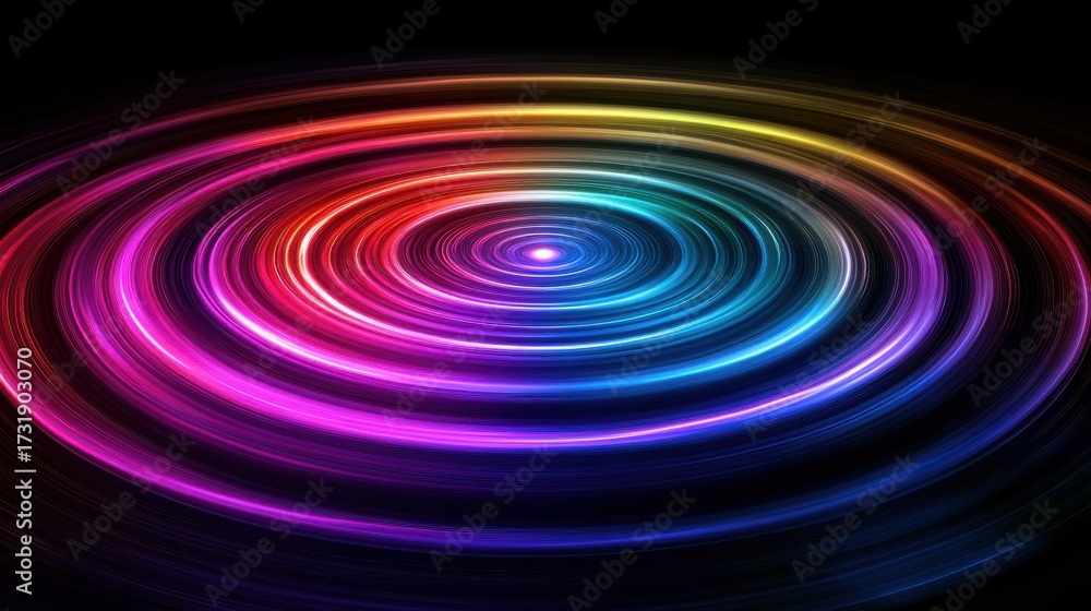Wall mural laser interference patterns creating vibrant diffraction ring patterns with rainbow spectrum colors 