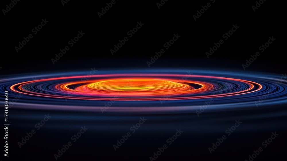Wall mural laser interference diffraction pattern rings with vibrant spectrum colors creating concentric circle