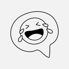 Laughing emoticon doodle clipart, facial expression