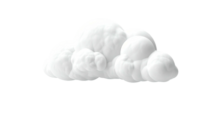 Isolated, puffy white cloud rendered against a black background, 3D-like appearance