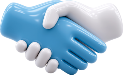 3D handshake glossy icon, transparent background