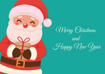 Christmas Card with Santa Claus Vector Illustration.