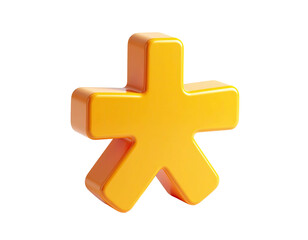 Obraz premium 3D rendered, glossy, golden-orange star-shaped object against a black background