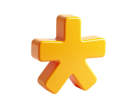 3D rendered, glossy, golden-orange star-shaped object against a black background