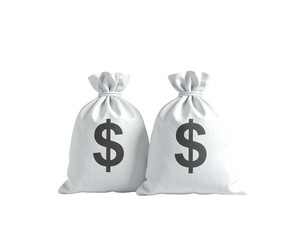 Two white money bags with dollar signs