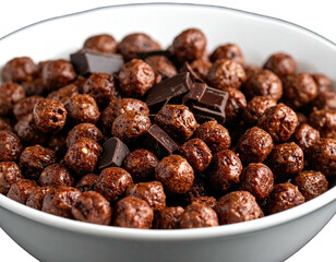 Close-up of chocolate cereal in a bowl