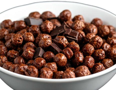 Close-up of chocolate cereal in a bowl