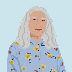 Senior woman clipart, aesthetic illustration