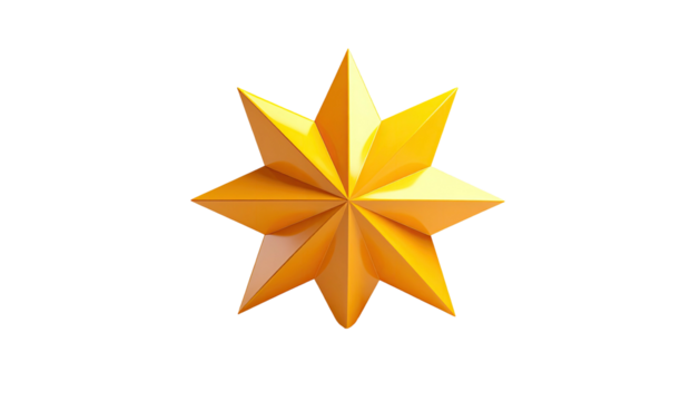 A radiant, golden eight-pointed star, set against a stark black background
