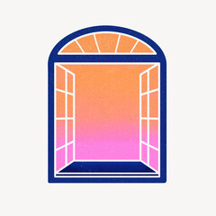 Surreal window illustration, gradient sky design