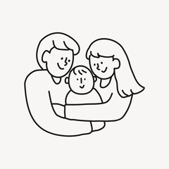 Family clipart, parents and baby drawing