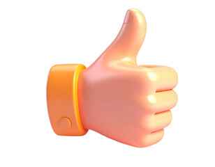 A 3D rendered, emoji-style hand giving a thumbs-up, isolated on black